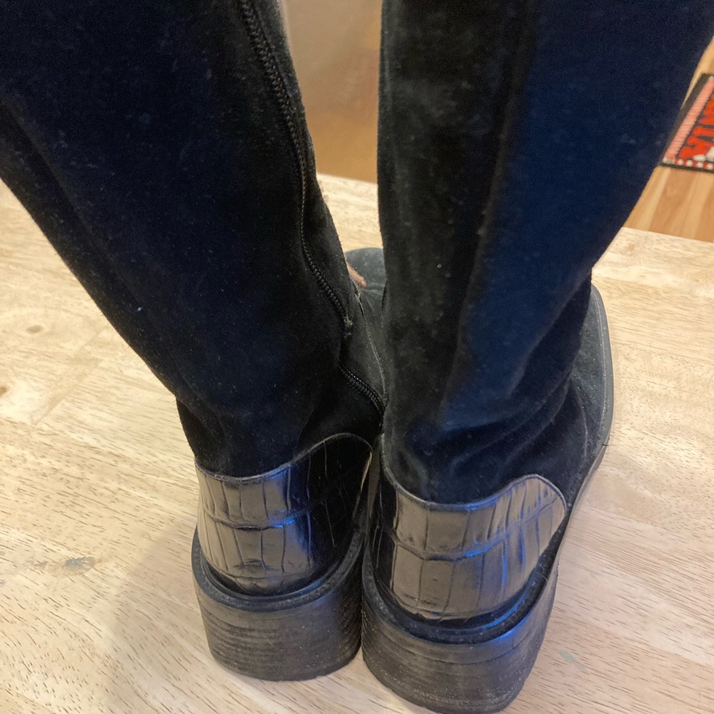 Black Suede Fur Lined Boots Size 7.5 - Picture 2 of 8